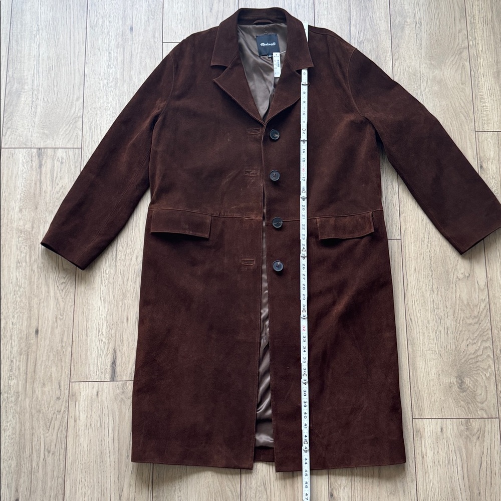 Madewell Single-Breasted Topcoat in Suede Women’s XL Brown Dark Roast NWT - Picture 5 of 9